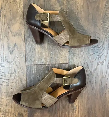 H.S. Trask Ginger Suede Brown Heeled Sandals Size 8