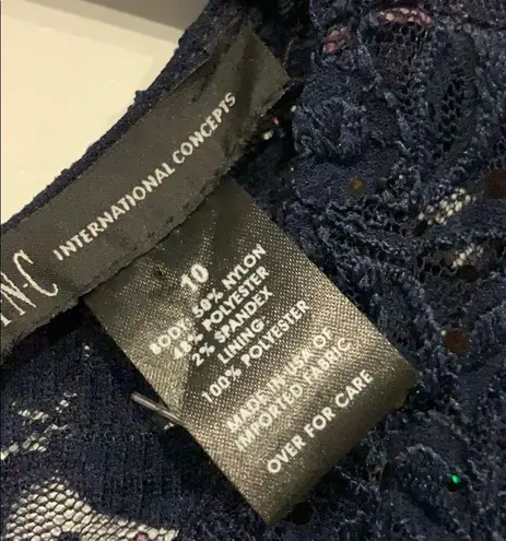 INC Navy Blue Lace Overlay Dress NEW Size 10 International Concepts Dress