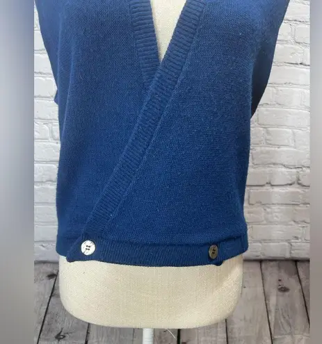Vintage campus acrylic sweater vest medium Blue