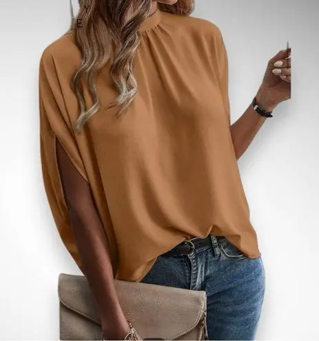 EMERY ROSE Women's Brown Tie Back Batwing Sleeve High