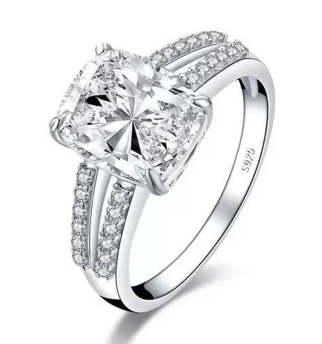 Sterling Silver SIZE 7 925 Cushion Cut Stimulated Diamond Engagement Wedding Ring