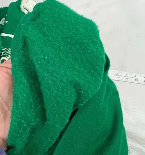 Vintage 90s Green Textured Holiday Horse Carriage Crewneck Sweatshirt Size L