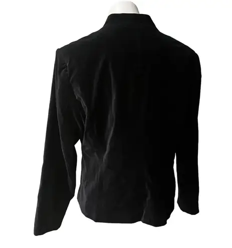 Reba Mandarin Collar Velvet Dress Jacket Blazer Black Gold, XL