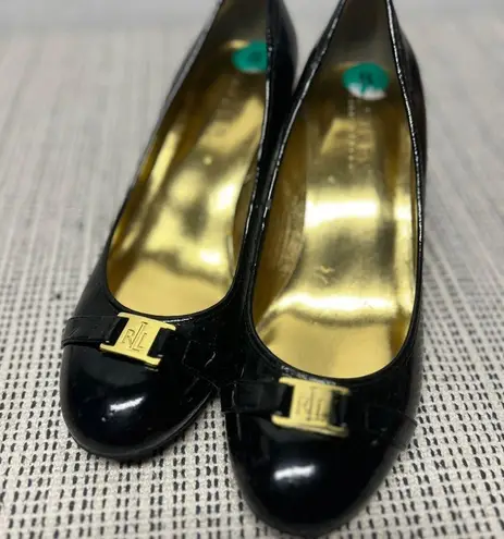 Ralph Lauren  Shelby Black Patent Pumps heels sz 8