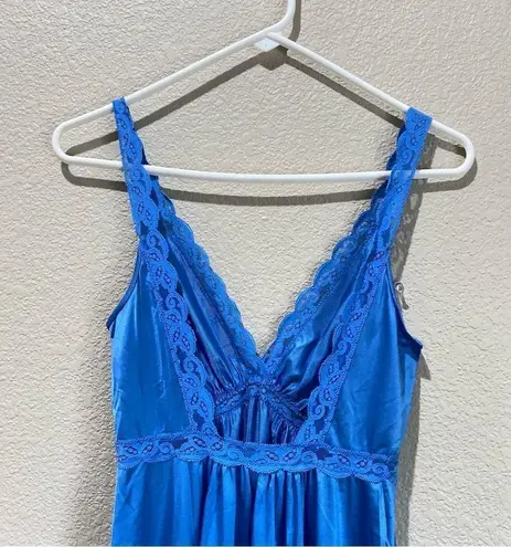 Vintage Blue OLGA  Maxi Nightgown Sleepwear Size Small