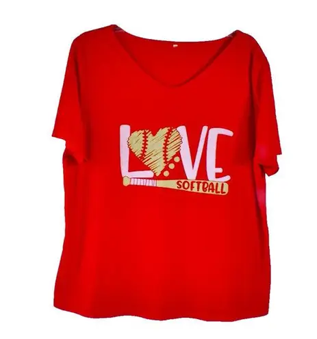 Love Softball T shirt Women's Size 3XL Red