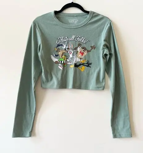 Looney Tunes  Characters Graphic Light Green Crop Top