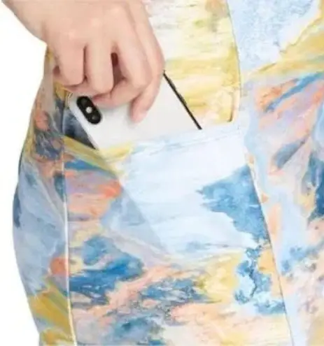 NWT DSG One Shoulder Active Momentum Dress w/ Bra & Shorts Multi Abstract Sz XS Blue