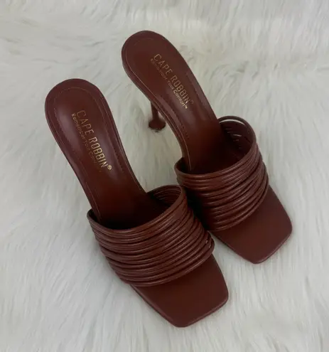 Cape Robbin Women's Mexmon Square Heel Slip On Sandals Mules Shoes Brown Size 7