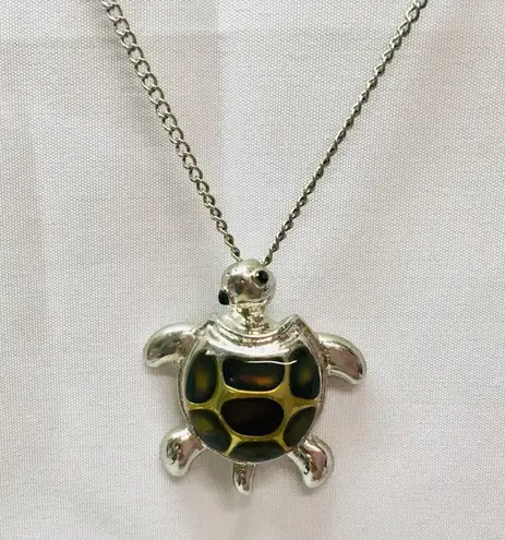 Sea Turtle Charm Necklace Silver