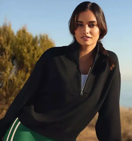 Varley Davidson Quarter Zip Black Sweatshirt New!