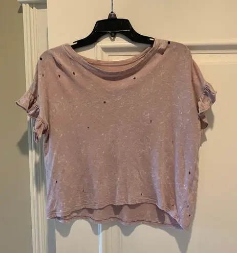 American Eagle Top Distressed Blush  XS Crop
