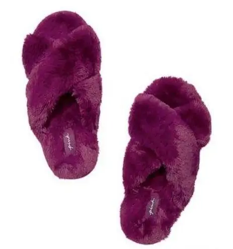 PINK - Victoria's Secret  faux fur slides slippers.