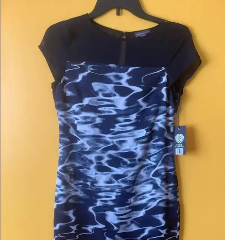 Vince Camuto  cliffon satin sleeveless dress black and navy ombré size 0