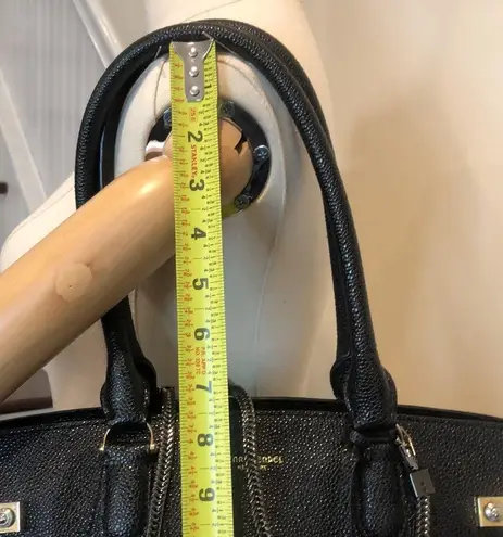 Henri Bendel CARLYLE Caviar Tumbled Black Leather Satchel Tote Crossbody