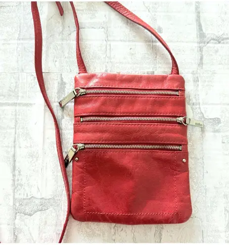 EUC Hobo The Original Three Zip Crossbody Red Shoulder Bags Messenger Bag Purse