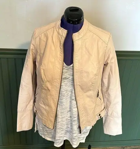 Apt. 9  Blush Pink Pleather Faux Leather Biker Moto Jacket Size Medium