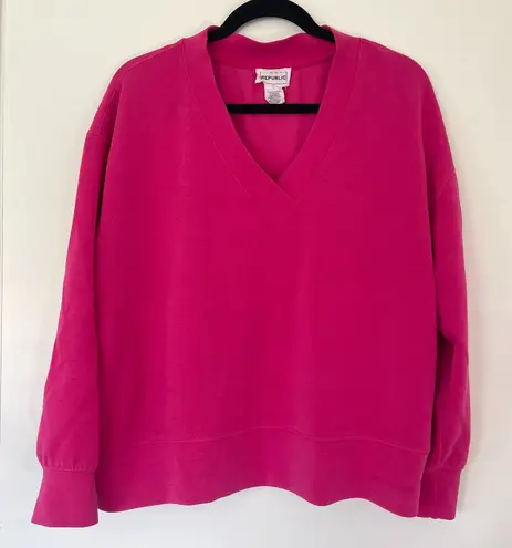 FOR THE REPUBLIC For The Republic Magenta V-Neck Long Sleeve Pullover Sweater Women's Size Large