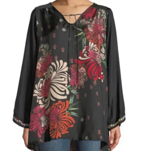 Johnny Was - Jolie Silk Tunic Blouse Embroidery Floral Boho Hippie