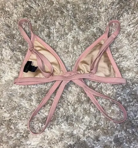 LA Hearts Strappy Pink Bikini Top