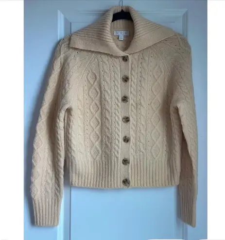 J.Crew Collared Cable Knit Cardigan Sweater in Aged Parchment, Size Small
