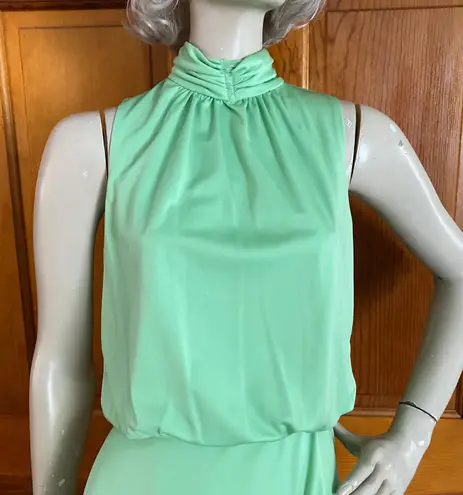 Vintage 70s Green Sleeveless Blouson Dress St Patrick’s Day XS/S