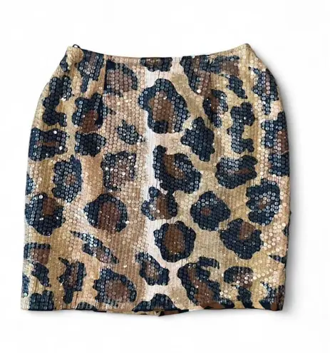 Vintage Y2K Styleworks Leopard Print Sequin Skirt Multiple Size 6