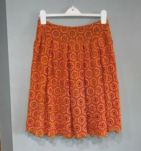 Moulinette Soeurs Anthropologie Tuberose Lace Orange crochet side zip flowy skir