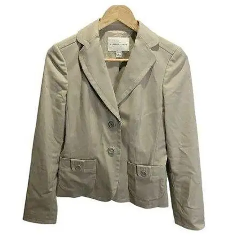 Banana Republic Stretch Womens 2 Khaki Beige Career Blazer 2 Button Pockets
