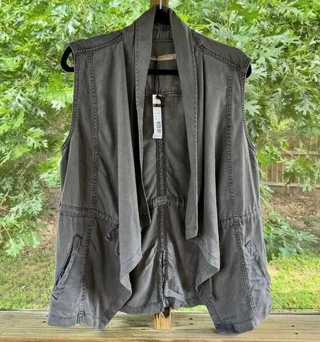 Max jeans Women's 100% Tencel Open Sleeveless Jacket Taupe Size L. NEW