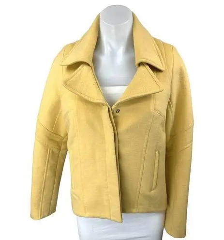 Tanya Taylor 100% Silk Women's Yellow Wool Knit Long Sleeve Coat Jacket Size 6