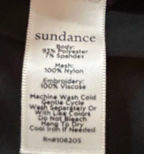 Sundance Enchantress Black Velvet Red Embroidered Lace Overlay Top Size M