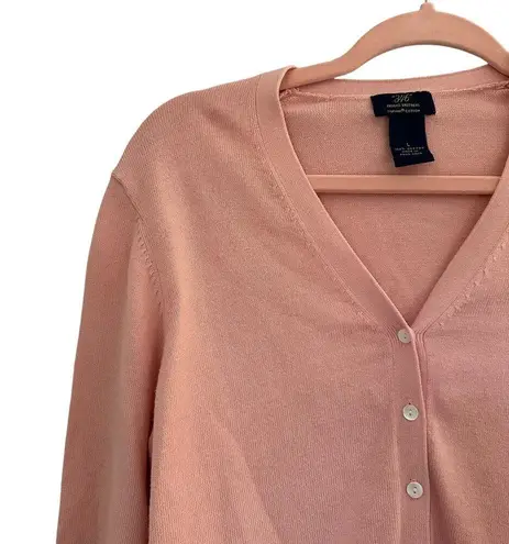 Brooks Brothers Y2K Preppy Classic Blush Pink Supima Cotton Fitted Cardigan L