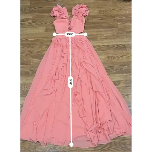 PATBO ORANGE FLUTTER SLEEVE RUFFLE MAXI PARTY DRESS size 2 / 34