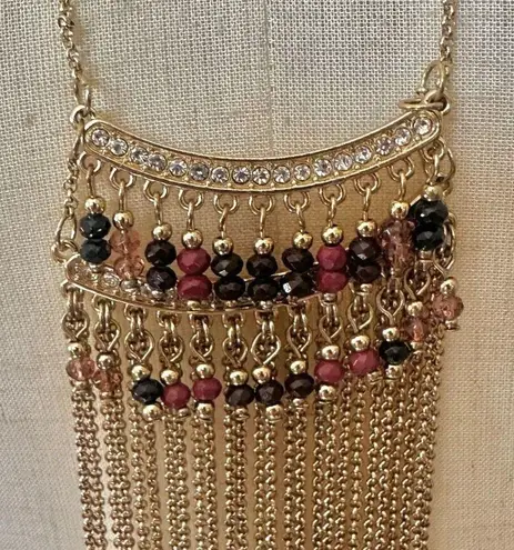 INC Gold tone beaded chain pendant necklace