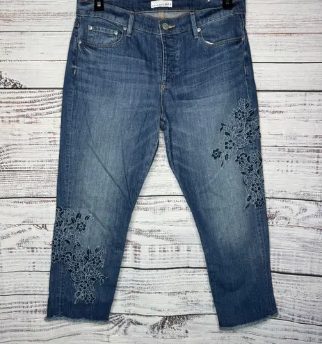 Loft Ann Taylor Embroidered Boyfriend Jeans 29/8 Blue