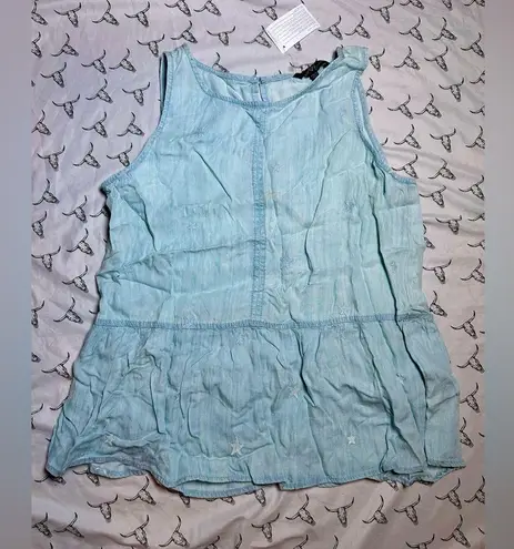 Velvet Heart NWT Denim Peplum Sleeveless Scoop Neck Stretch Waist Tank Top Large