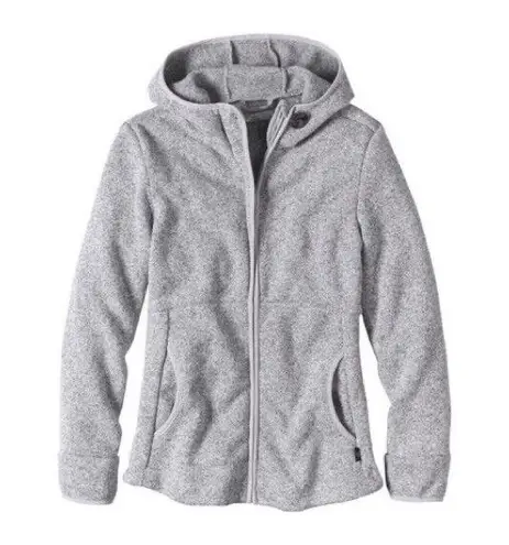 prAna  Arka Hooded Full Zip Jacket Fleece Hoodie in Heathered Birch Grey Size XS