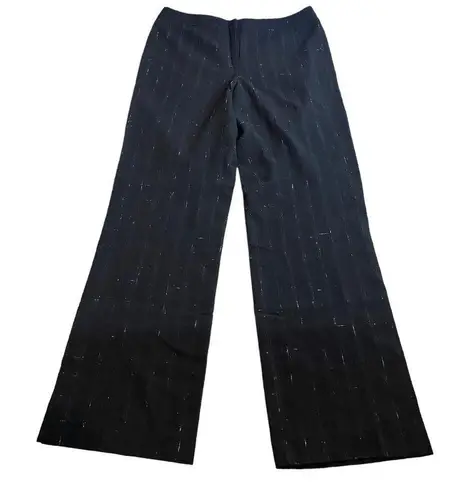 Lafayette 148 Wide Leg Virgin Wool Pant Size 10 Black With White Twill Lines HR