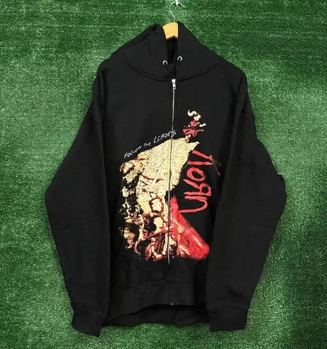 Korn Follow The Leader Nu Metal Band Zip-Up Hoodie Size Extra Large