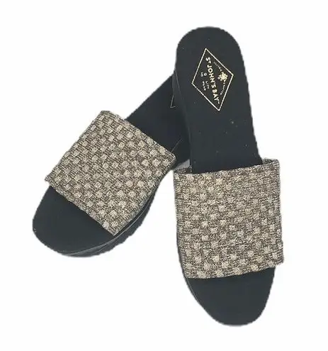 st. john's bay  Woven Sandals, Gold, Black, 8