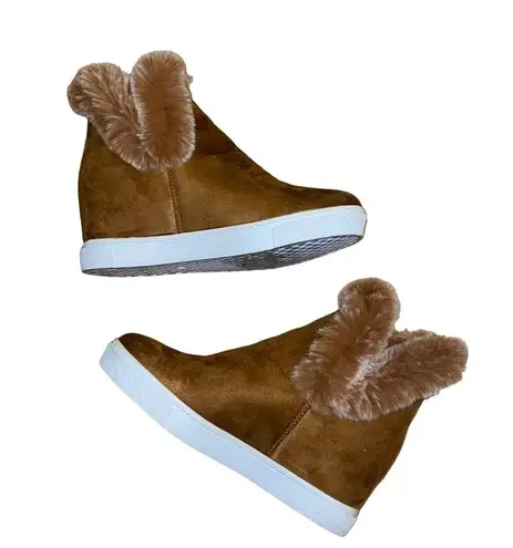 Jessica Carlyle suede fur trim sneaker booties
