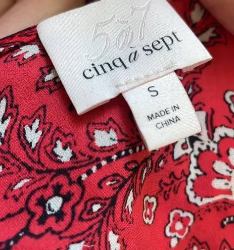 Cinq à Sept Cinq Á Sept Jemma Red Paisley Silk Cropped Blouse