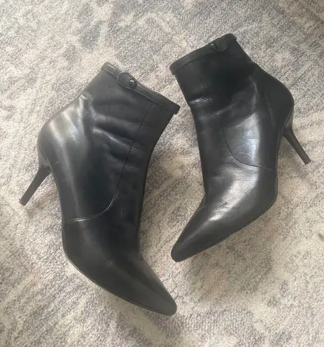 via spiga  Madeline black Leather Stilettos Ankle Boots Booties size 7.5