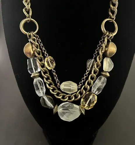 Kenneth Cole Gold Tone Faceted Bead Statement Collar Bib Necklace Wedding Party Boho Bohemian