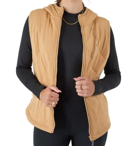 Champion  Women's Vest with Hoodie Quilted C Logo Campus Tan Size Large MSRP $65