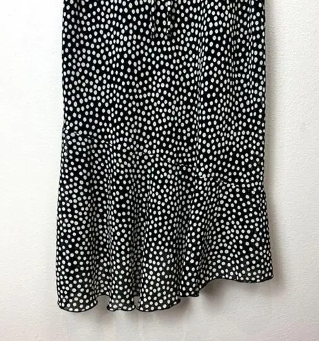 Danny & Nicole Vintage Y2K Bias Cut Midi Dress Size 10P Polka Dot Ruffle Satin Trim Back‎ Tie