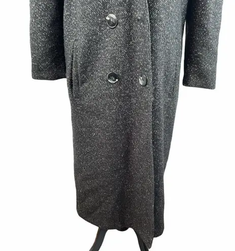 New York Girl Long Peacoat Black White Size 8