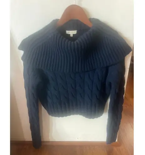 Rebecca Taylor Chainette Sweater Cable Knit Navy Blue Small S CHUNKY MERINO WOOL - Image 6