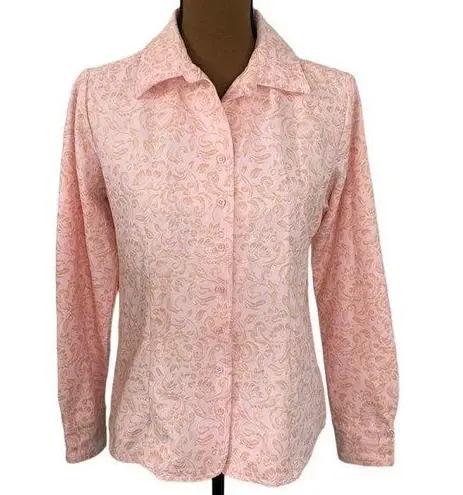STO Susquehanna Trail Outfitters faux suede pink floral print western shirt sz S
